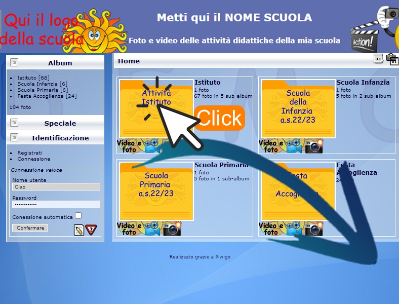 Navigare nel FotoAlbum: clicca "Attività di Istituto"